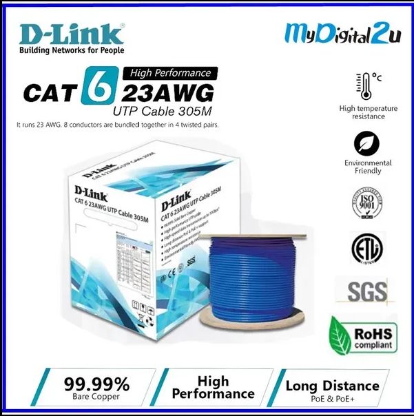 D-Link Cat6 UTP 23AWG كابلات
