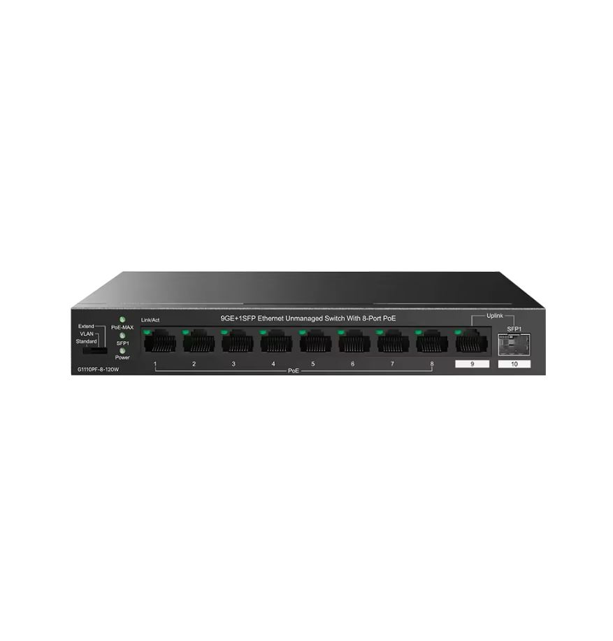 Switch TENDA  9GE+1SFP TEG1110PF-8-120W 8-PORT - صورة 1 - تندا
